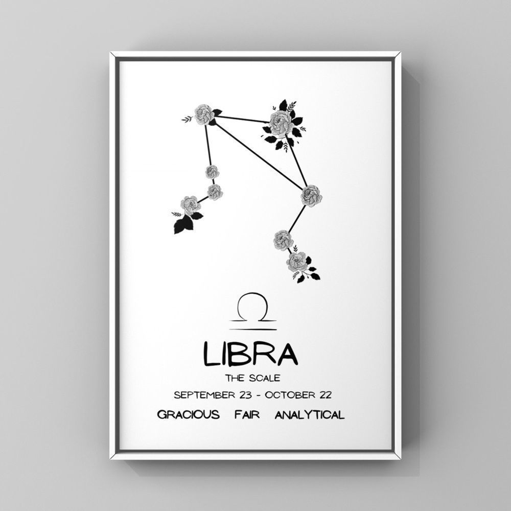 Libra zodiac sign constellation art print handmade birthday gift